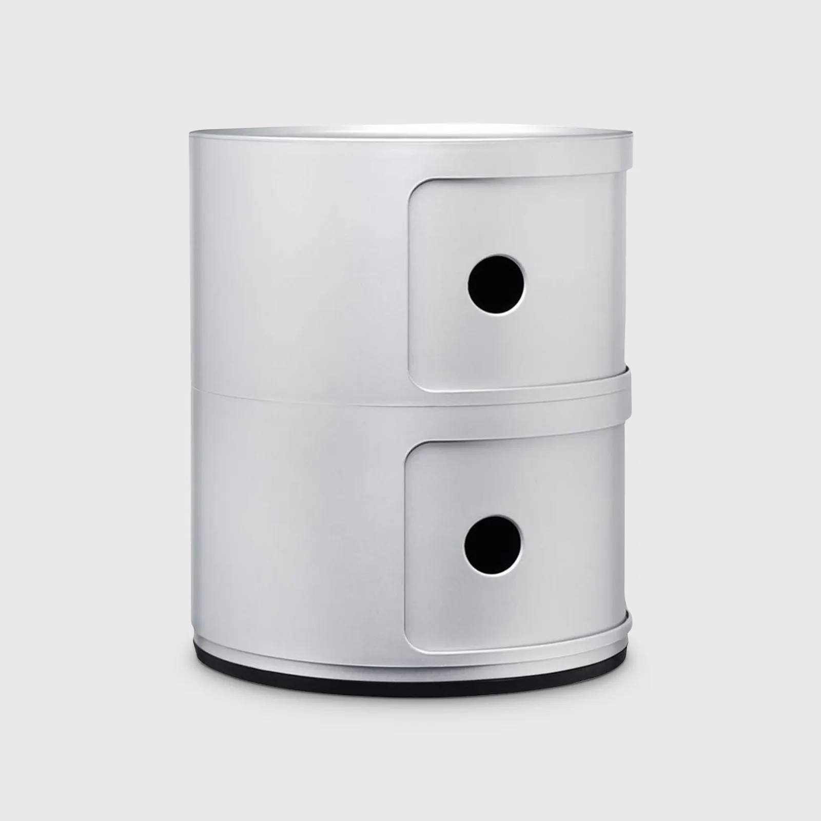 Kartell Componibili 2 Drawer Storage Unit Table, Silver Plastic | Barker & Stonehouse 1
