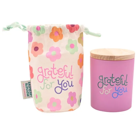 Raspberry Blossom Grateful For You Jar Candle 2