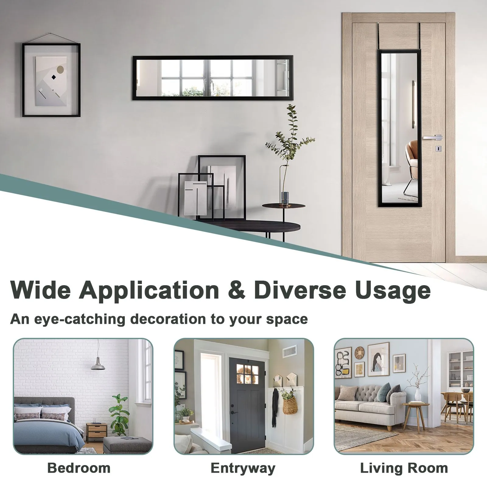 Costway Full Length Mirror Full Body Over the Door Dressing Mirror Door & Wall Hanging in Black 6