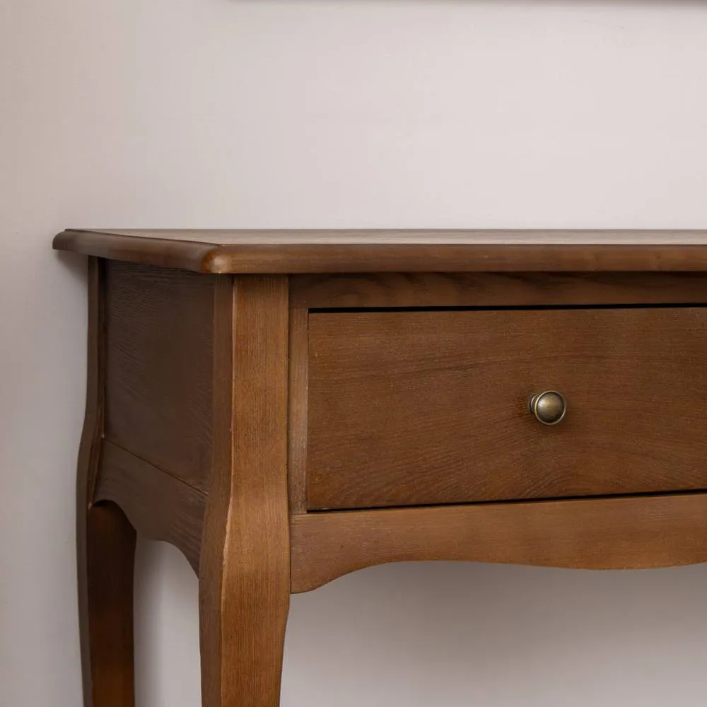 Melody Maison 3 Drawer Dark Wood Console Table With Shelf - Ashwell Range in Brown 2