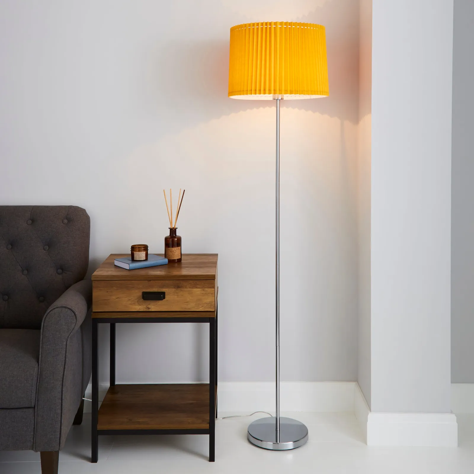 Fuller Ochre Floor Lamp Yellow and Grey