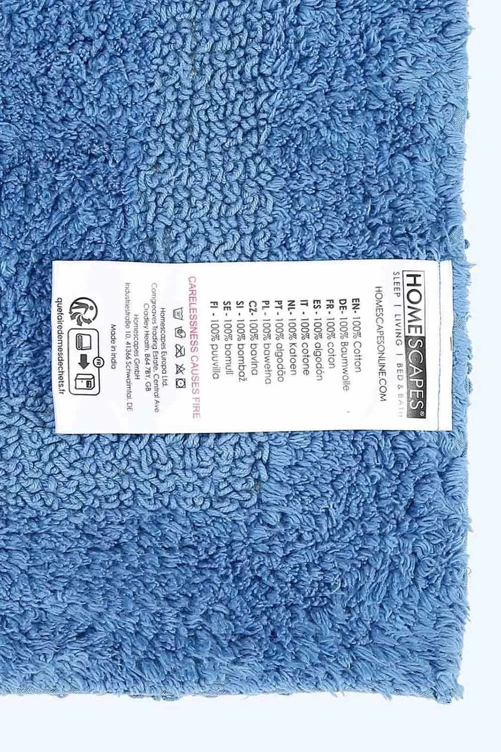 Homescapes Luxury Square Bath Mat 1600GSM 100% Cotton Reversible Shower Mat, 50cm in Cobalt 3