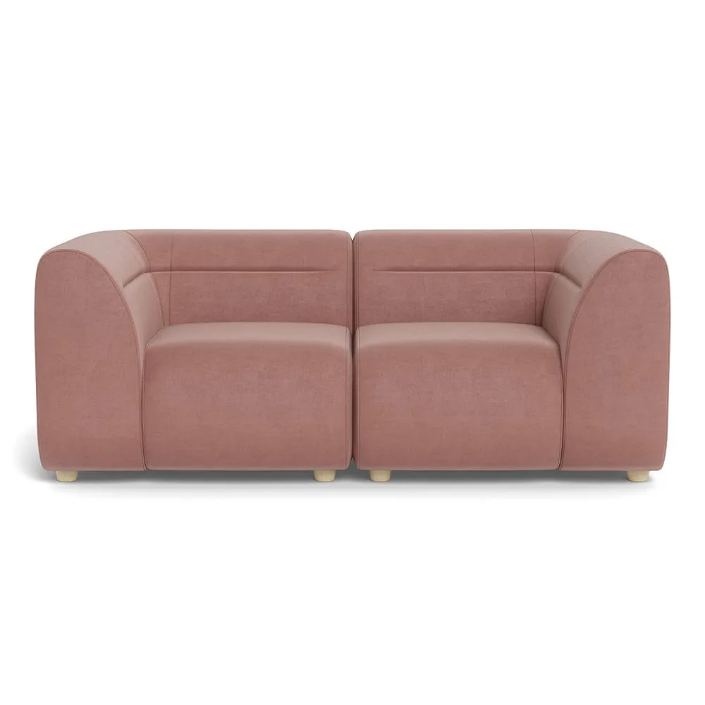 Heal's Lilli 2 Seater Sofa Smart Luxe Velvet Dusky Pink Natural Beech Feet