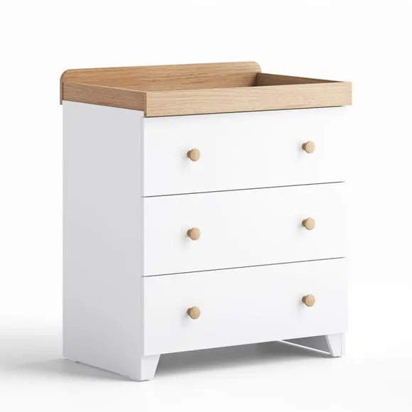 Little Acorns Classic Oak Effect 3 Drawer Chest and Wardrobe Nursery Set 2