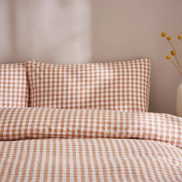 Portloe Woven Gingham 100% Cotton Duvet Cover & Pillowcase Set 4