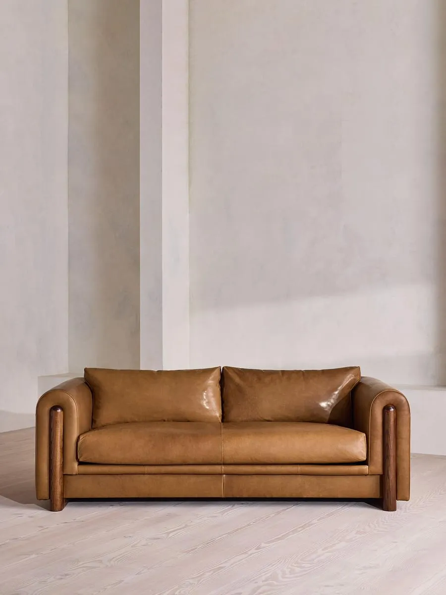 Farrell Three Seater Sofa, Leather, Chestnut
