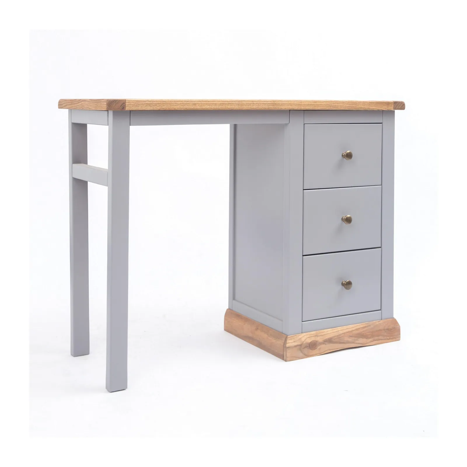 Cabinet Bits Biccari 3 Drawer Desk - Dressing Table Brass Knob in Grey 2