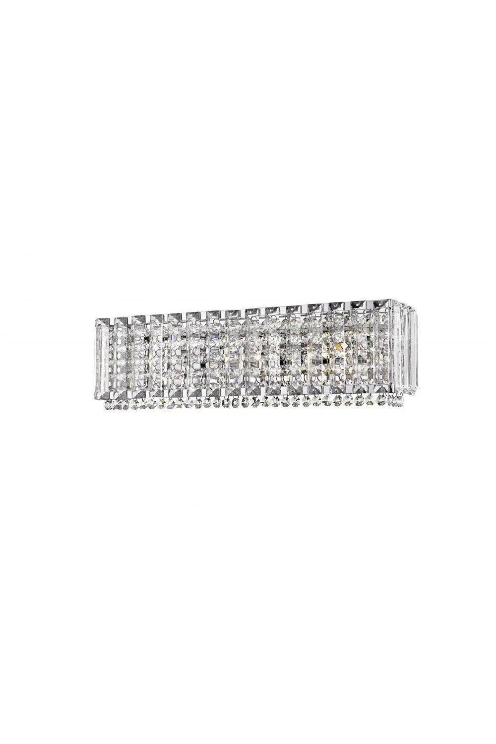 Netlighting Diore 3 Light Oblong Wall Light Chrome Crystal in Grey