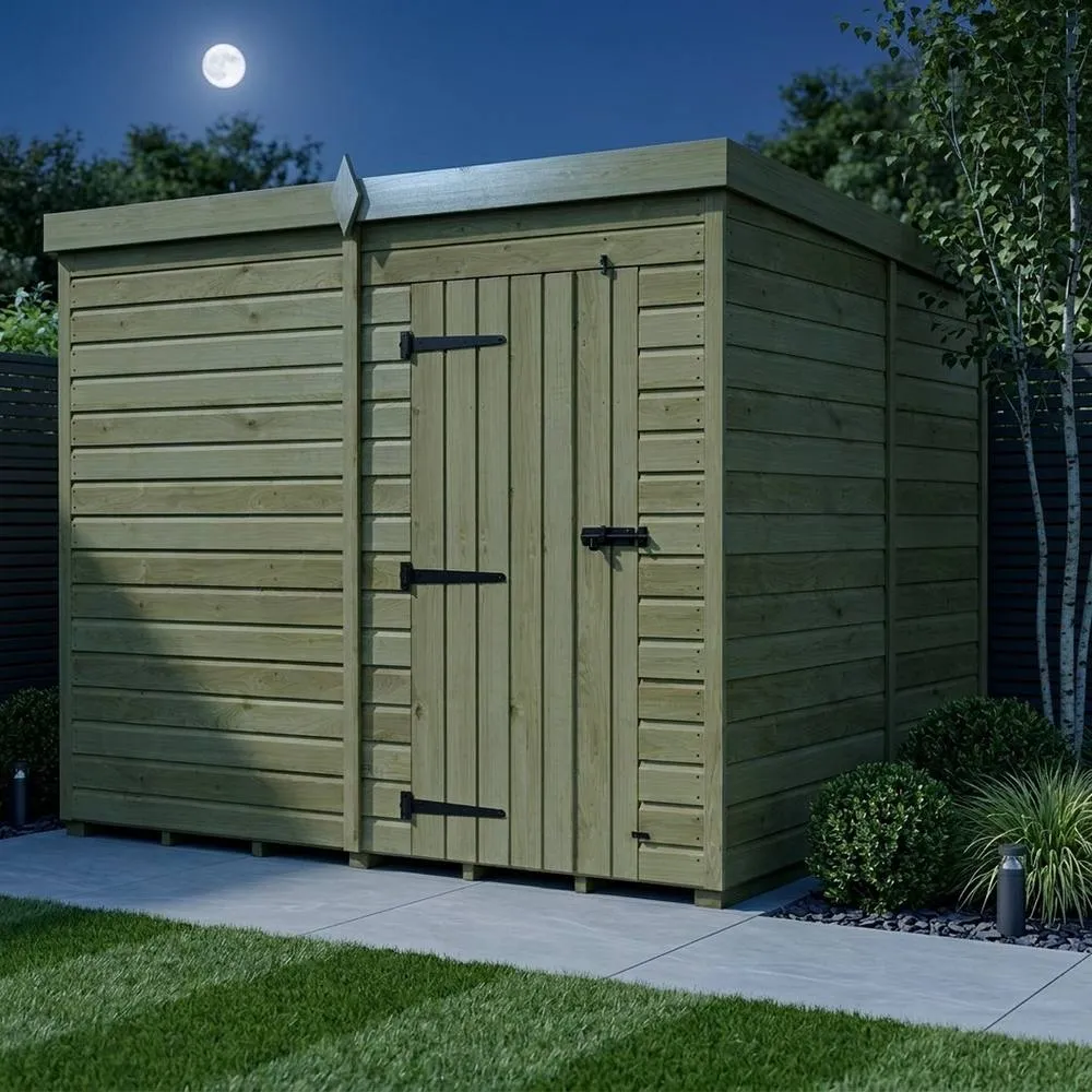 Buttercup Farm 8ft x 9ft Pent Garden Shed Single Door No Windows - Timber in Brown 3