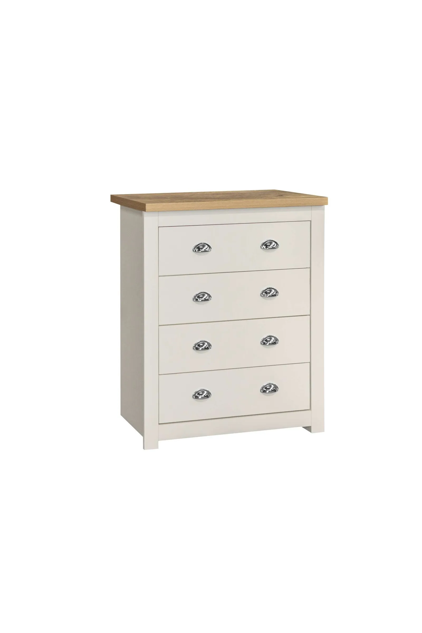 Birlea Highgate 4 Drawer Chest Grey & Oak in Cream 5