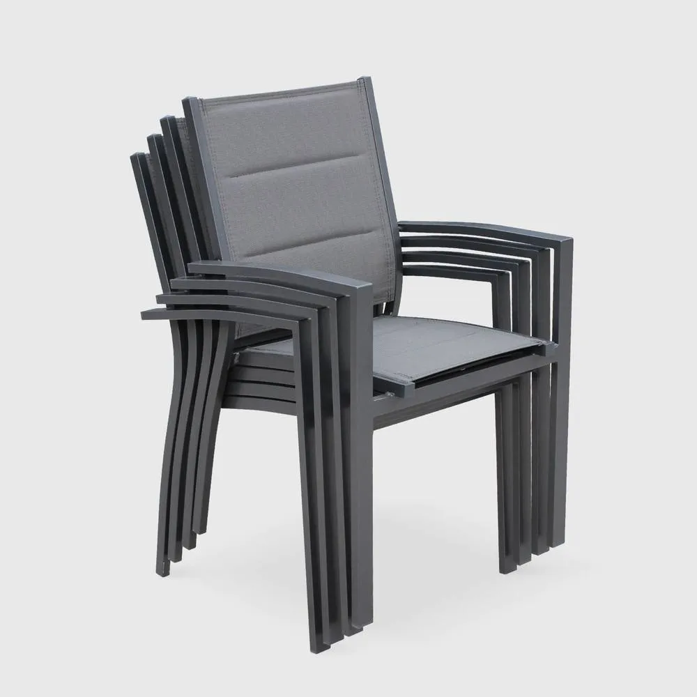 sweeek 8-seater Extendable Aluminium Garden Table Set With Chairs in Dark Grey 6