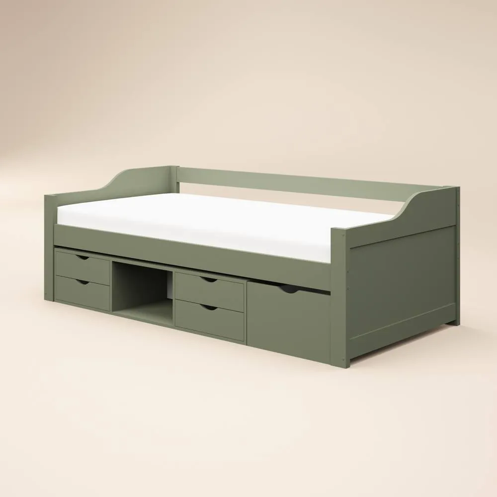 Flair Blair Low Sleeper Bed with Storage in Green 4