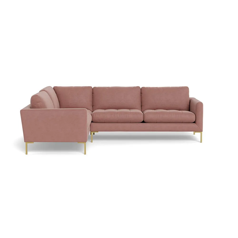 Heal's Eton Left Hand Facing Corner Sofa Smart Luxe Velvet Dusky Pink Brass Feet