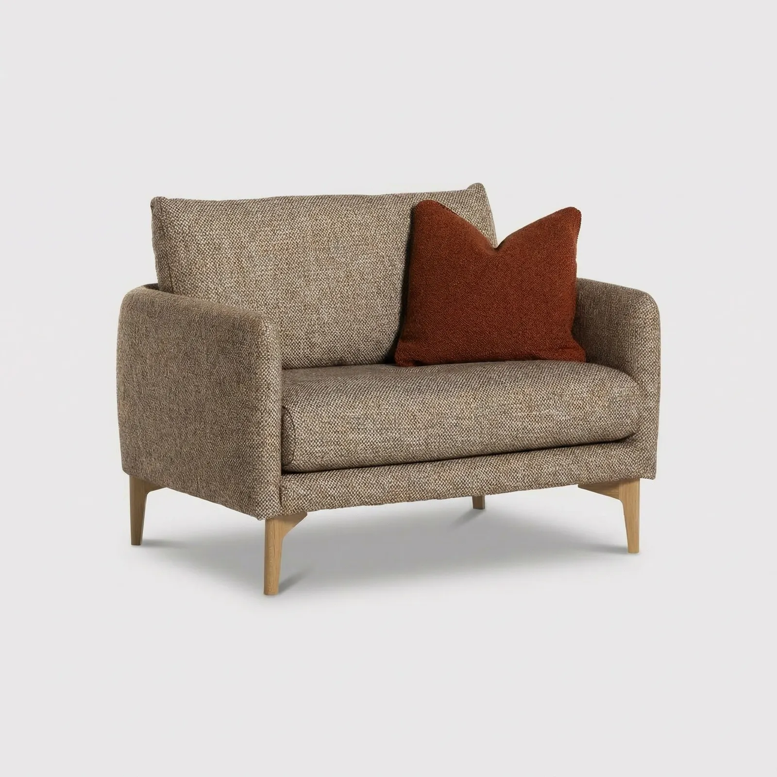 Ercol Aosta Snuggler Sofa, Brown Fabric | Barker & Stonehouse