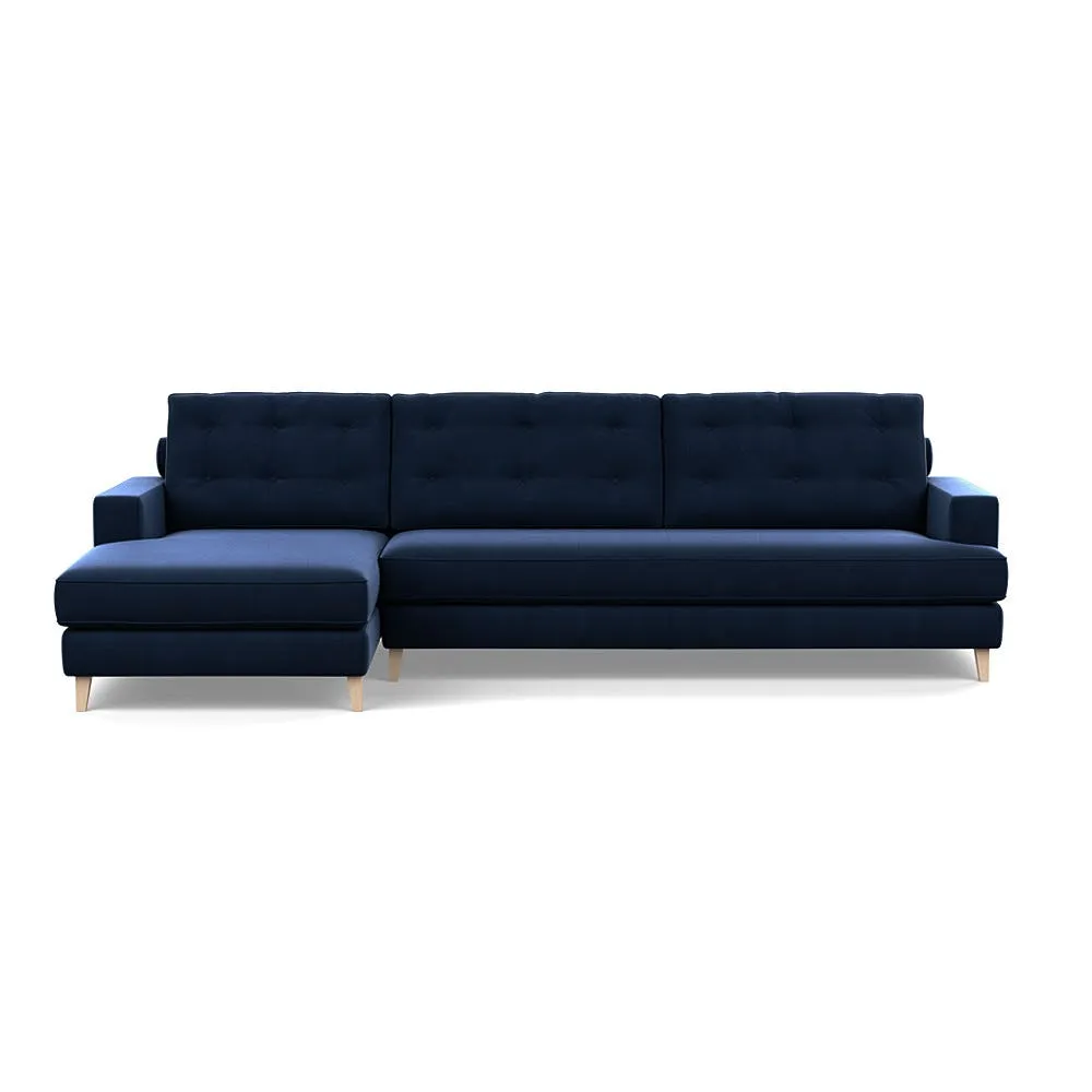 Heal's Mistral Left Hand Facing Corner Sofa Smart Velvet Dusk Natural Feet 1