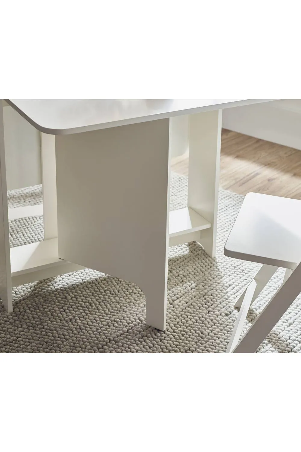 Julian Bowen Gatan 2 Seater Compact Drop Leaf Dining Set with Folding Chairs in White 4
