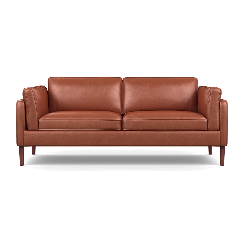 Heal's Sonno 3 Seater Leather Stonewash Light Brown 274 Walnut Feet 1