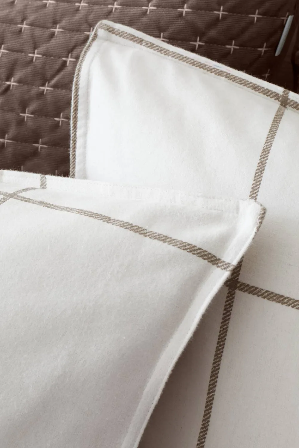 Bianca Brushed Regal Check Cotton Reversible Duvet Cover Set in Brown 4