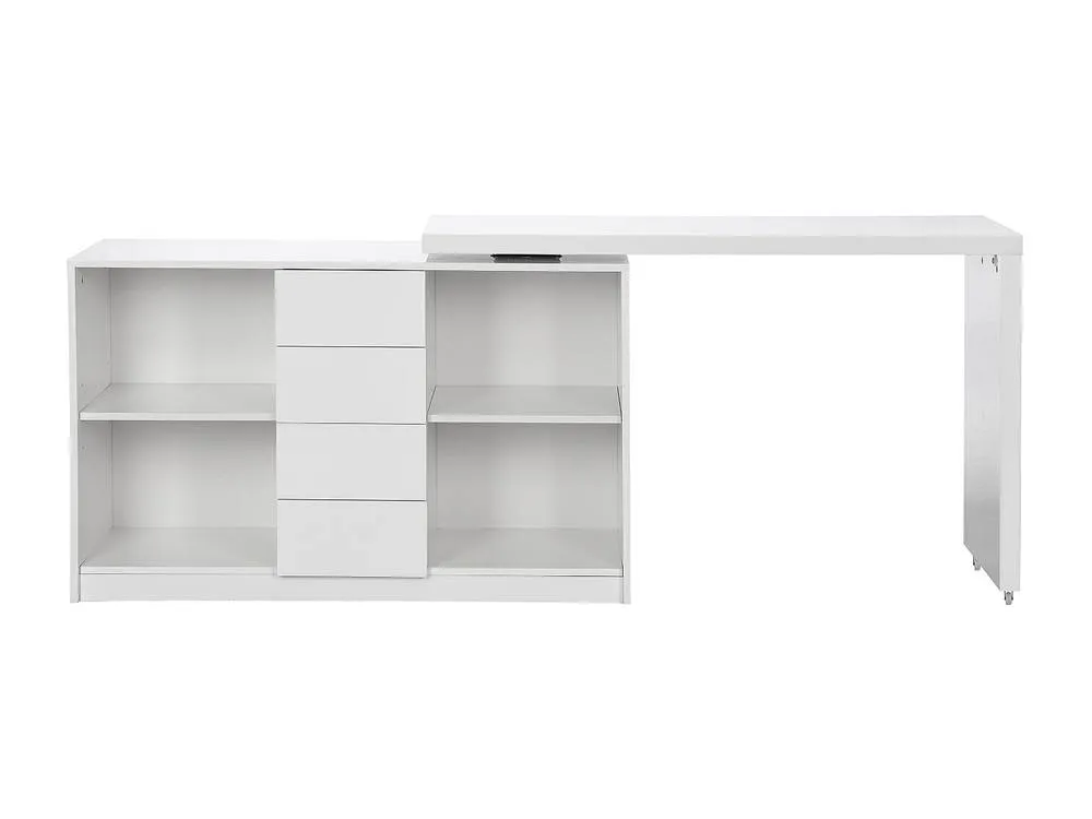 Vente-unique Extendable Desk With 360° Swivel Top - MDF - Lacquered White - PAVELO 2