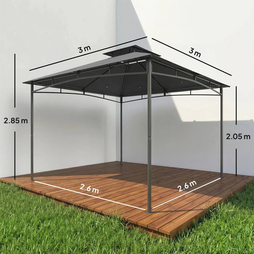 OUTSUNNY 3 x 3 m Gazebo, Outdoor Gazebo Canopy with 2-Tier Roof in Dark Grey 3