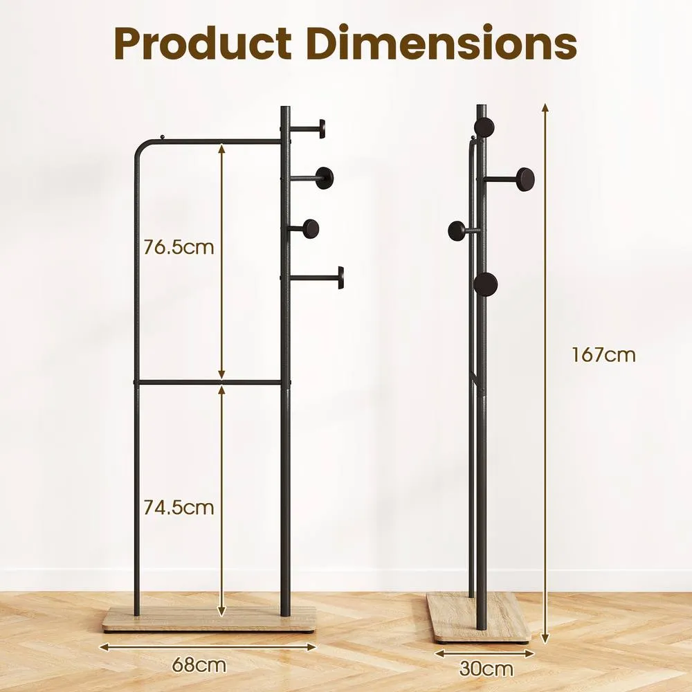 Costway Double Rods Clothes Hanging Rack in Black 2