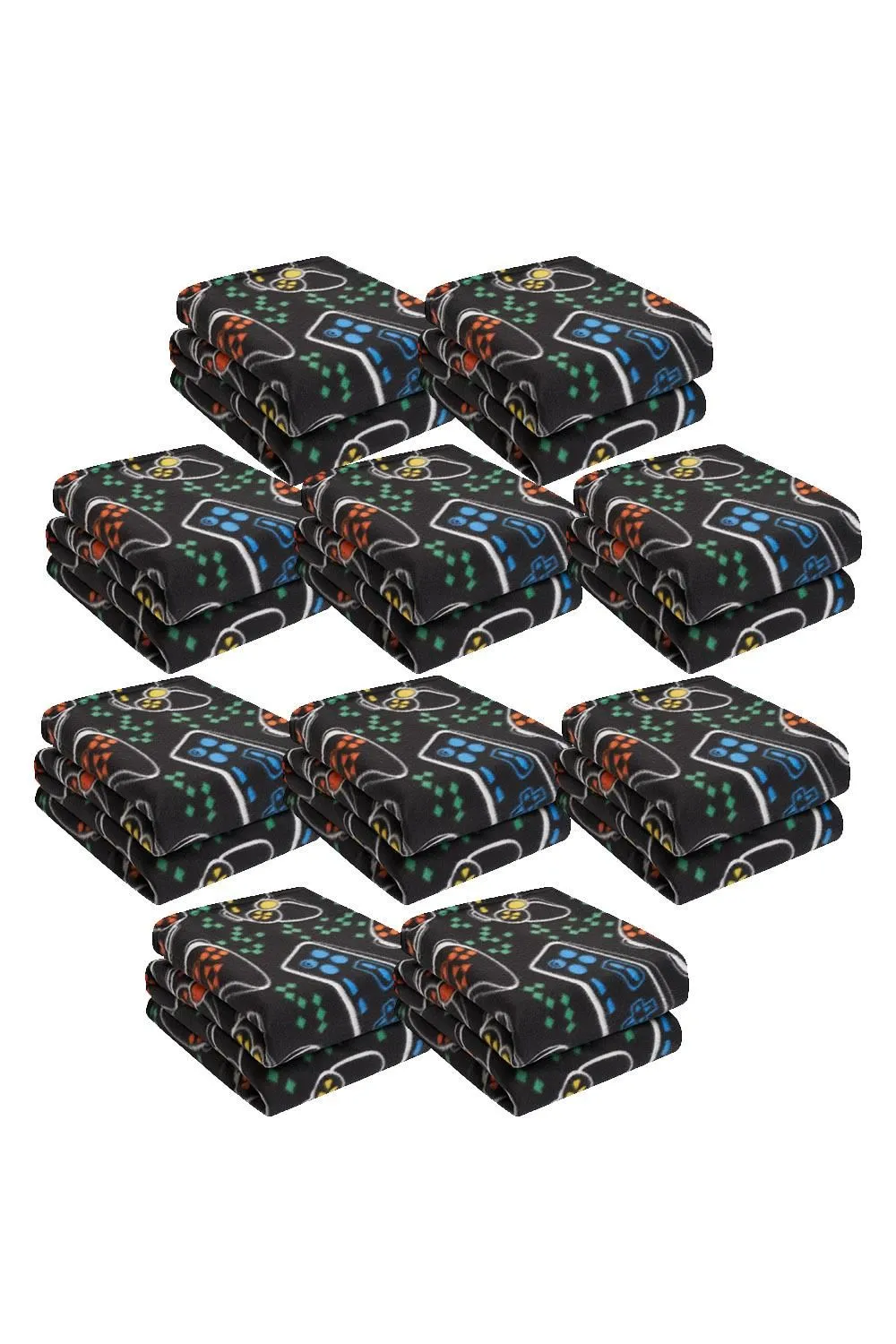 OHS Pack of 10 Printed Fleece Blanket Throw in Black