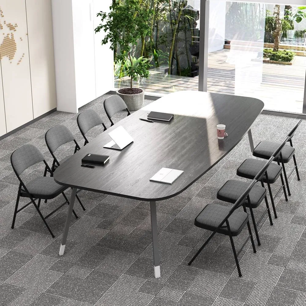Costway Set of 6 Folding Fabric Padded Chairs w/Sponge Seat & Backrest-Grey in Grey 5