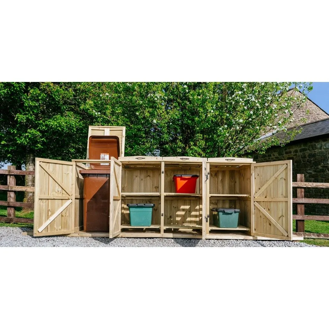 Buttercup Farm Chatburn Bin Store, Fits 1x 180L/240L Wheelie Bins & 6x Boxes in Brown
