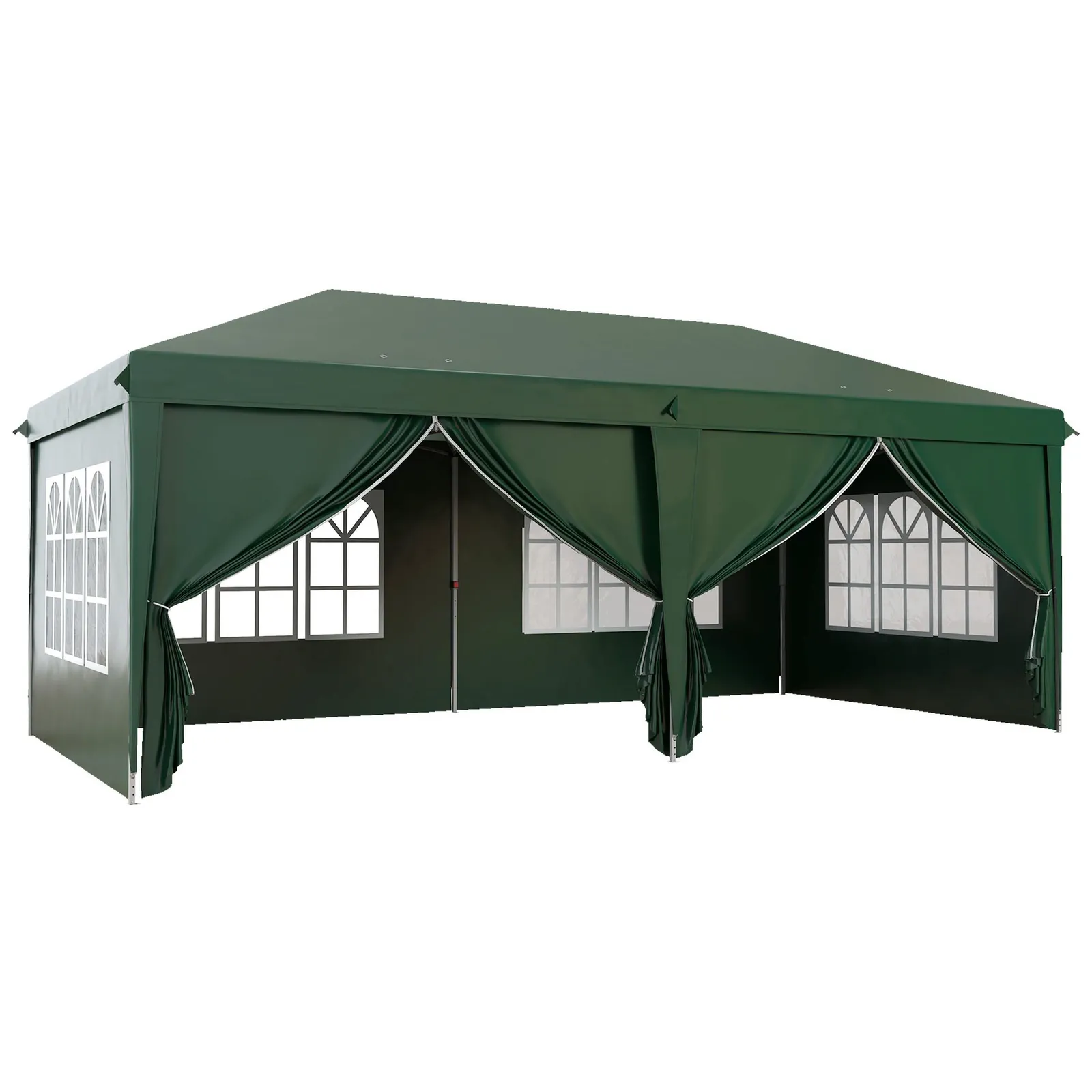 OUTSUNNY 3 x 6 m Pop Up Gazebo with Sides & Windows in Dark Green 2
