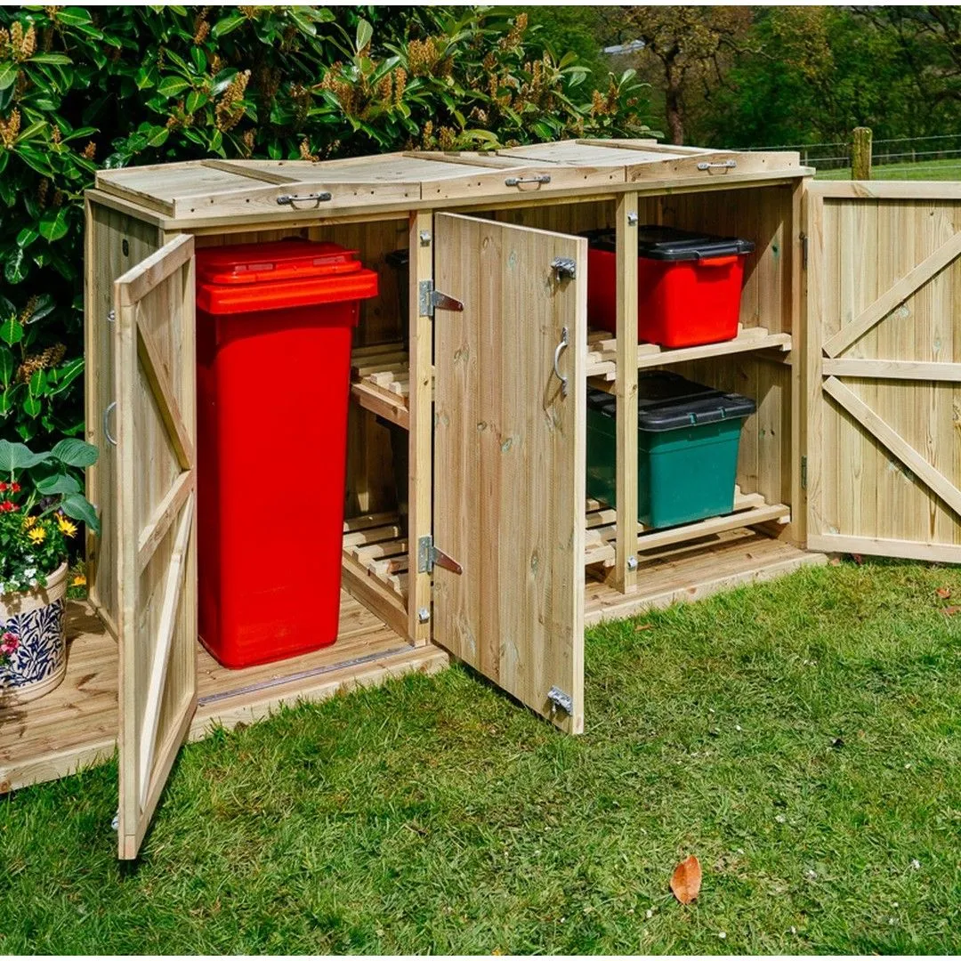 Buttercup Farm Shireburn Bin Store, Fits 1x 180L/240L Wheelie Bins & 4x Boxes in Brown 5