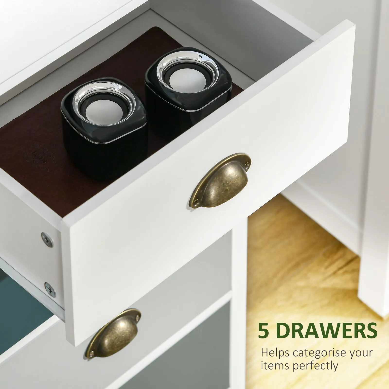 HOMCOM Storage Cabinet Chest of Drawers 5 Drawer Dresser for Bedroom in White 6