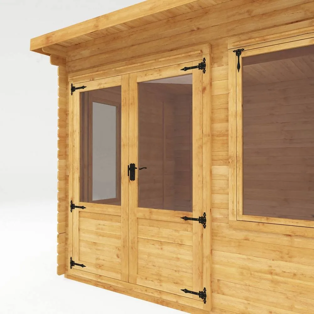 Mercia 3 x 3 m Pent Log Cabin - 19 mm - L332.6 x W302.4 x H249 cm - Brown in Light Tan 6