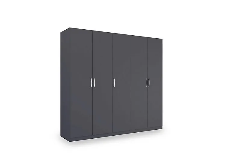 Impulse 226cm 5 Door Décor Hinged Wardrobe - Metallic Grey