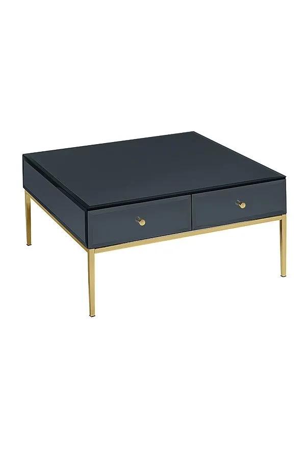Stiletto Black Glass and Brass Coffee Table