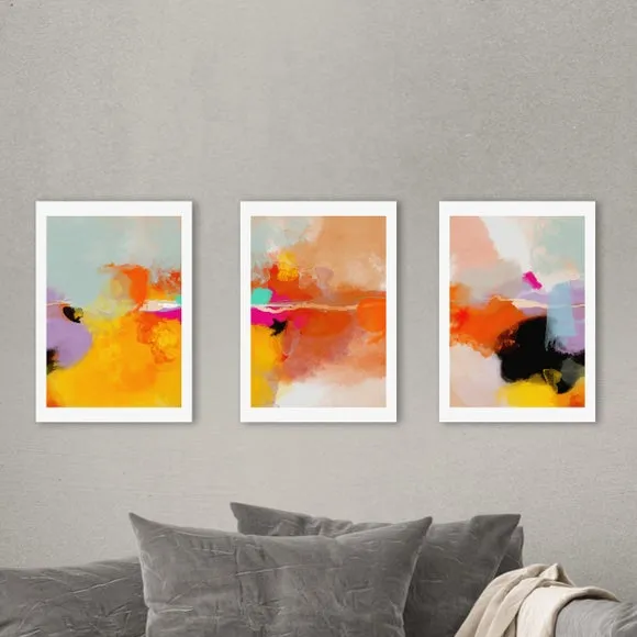 Set of 3 East End Prints Yellow Blush Gallery Wall Framed Prints 1