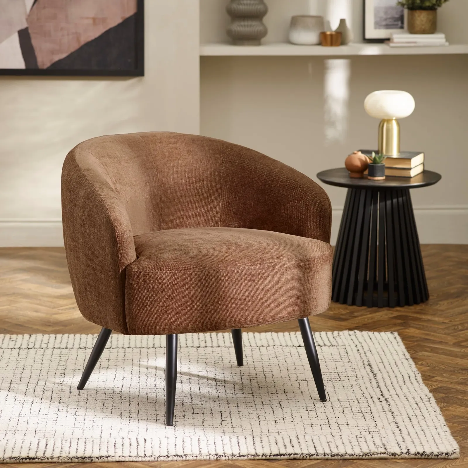 Dahlia - Accent Chair - Brown - Fabric - Happy Beds 1