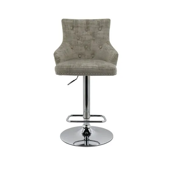 Selena Adjustable Height Swivel Bar Stool, Velvet 2