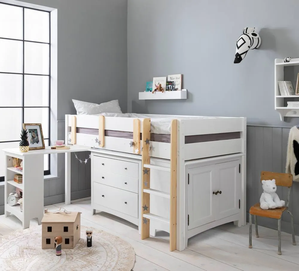 Nöa and Nani Una Sleepstation with Chest of Drawers, Cabinet & Desk in White
