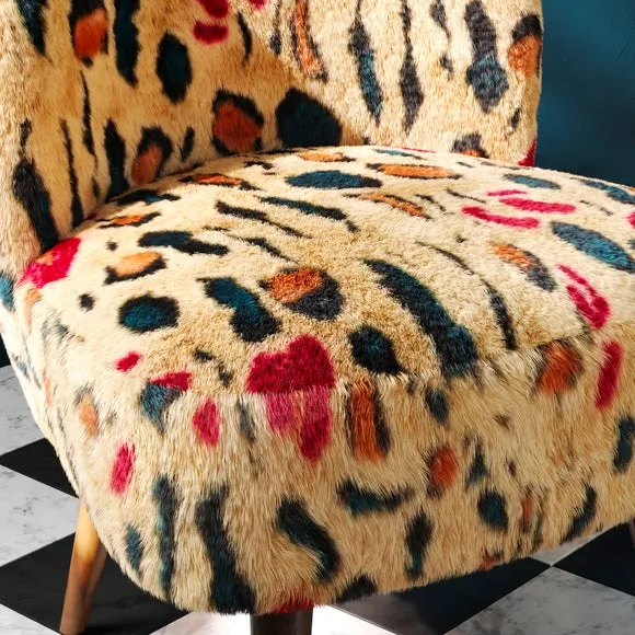 Elsie Leopard Brights Faux Fur Cocktail Chair 4