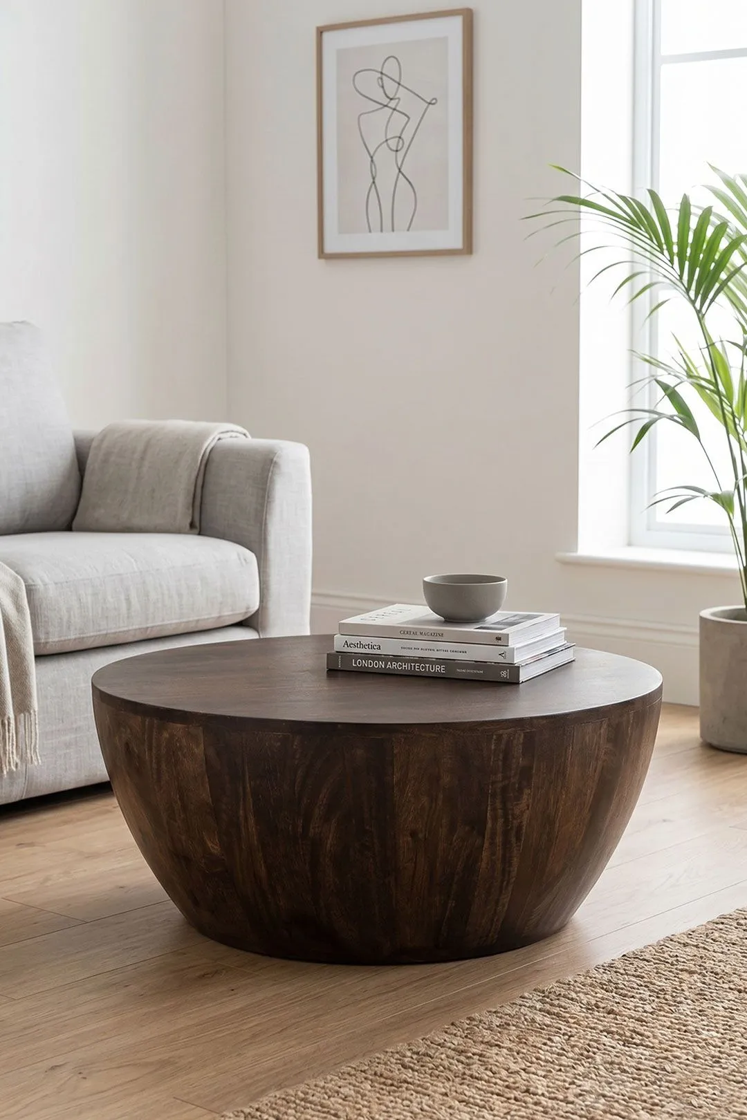 IH Design Natural Solid Dark Mango Wood Coffee Table in Brown