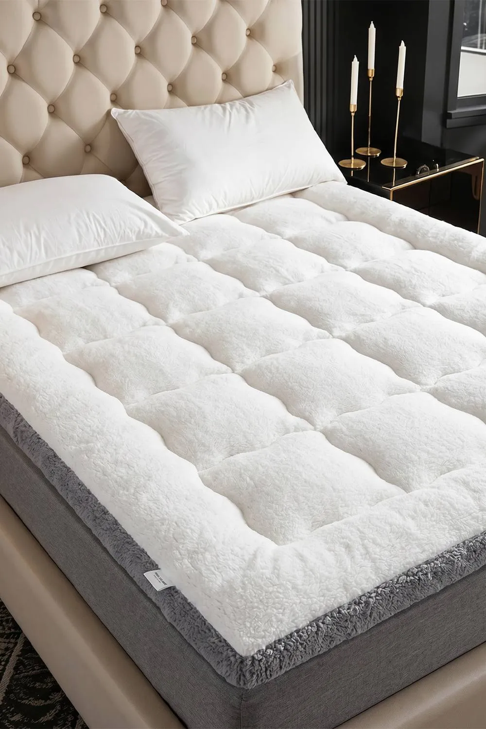 Living and Home 10cm Comfortable Quilted Mattress Topper in White