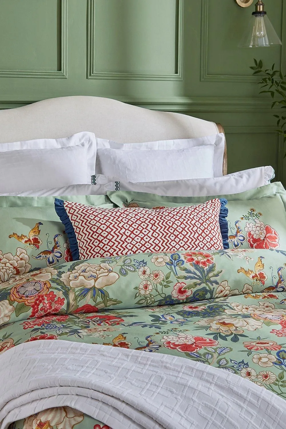 Sanderson 'Emperor Peony' Cushion 40X60cm in Green 3