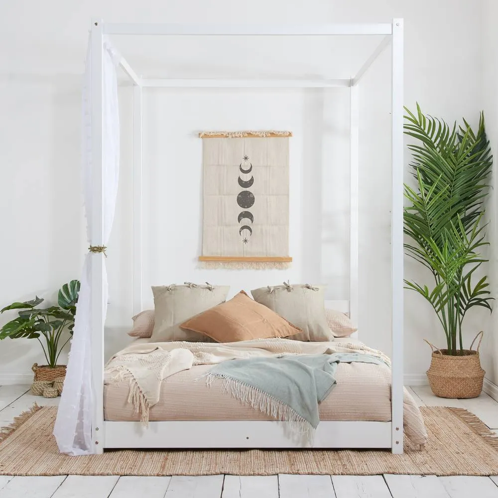 Birlea Four Poster Bed Frame Solid Wood 4 Poster Canopy Darwin in White 2
