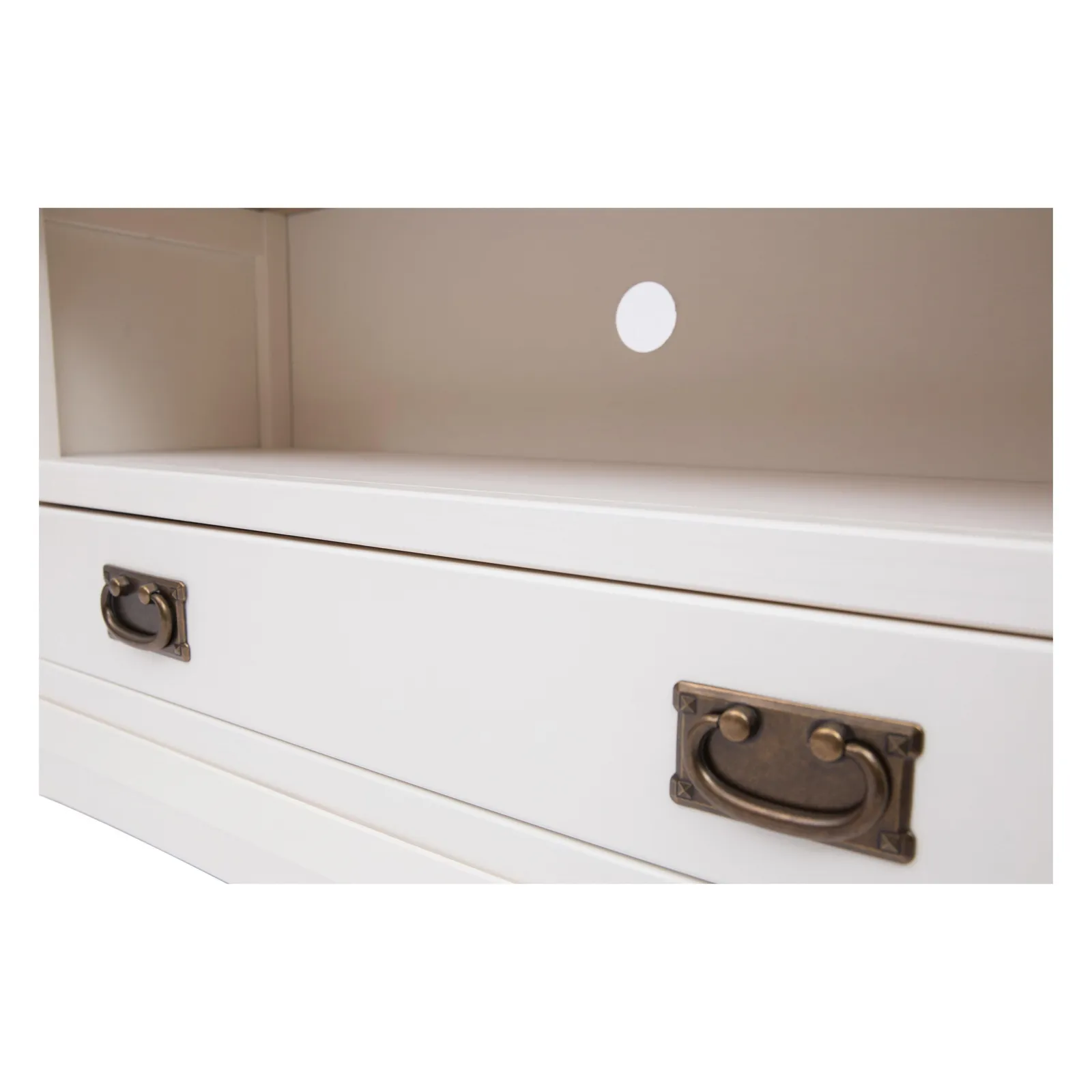 Cabinet Bits Cosenza Off-White 1 Drawer TV Cabinet Brass Drop Handle 5