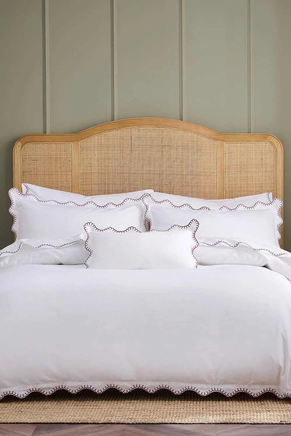 CHRISTY 'Lucerne Scallop' Luxury Cotton Sateen Boudoir Cushion in Raspberry 2