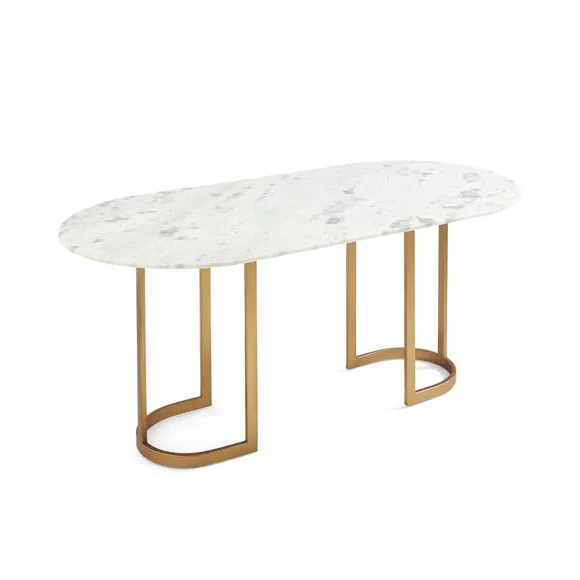 Sascha 6 Seater Oval Dining Table, Marble 4