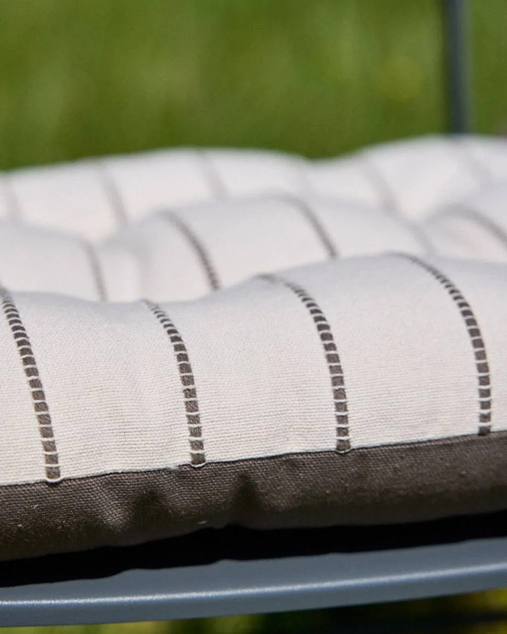 Dibor Set of 2 Colbrook Cotton Stripe Indoor Outdoor Garden Furniture Chair Sofa Seat Pads L40cm x W40cm in Brown 3