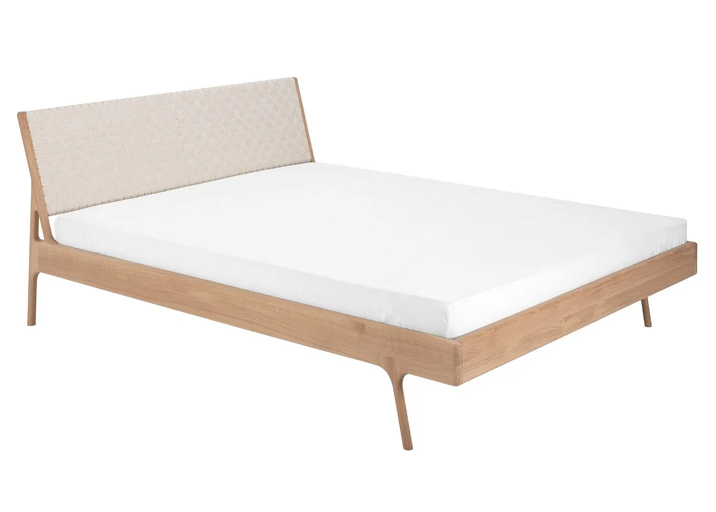 Gazzda Fawn Bed White Oiled Oak Herringbone Natural King