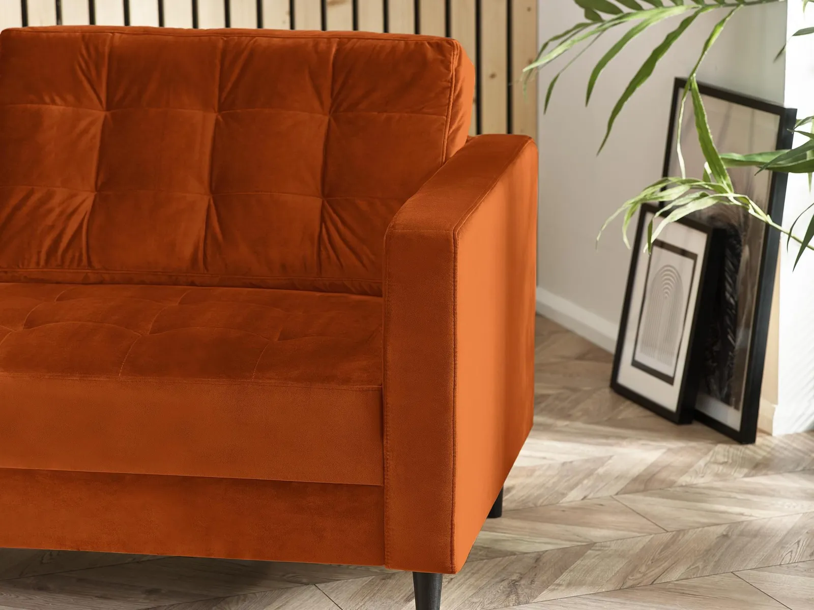 FurnitureboxUK Jade 3-Seater Soft Touch Velvet Sofa With Solid Wood Frame in Burnt Orange 6