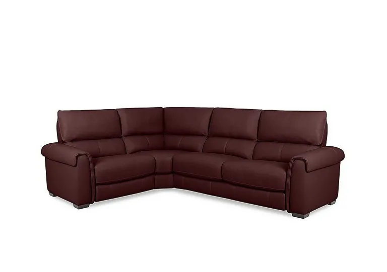 Nixon Leather Left Hand Facing Corner Sofa - BV Deep Red